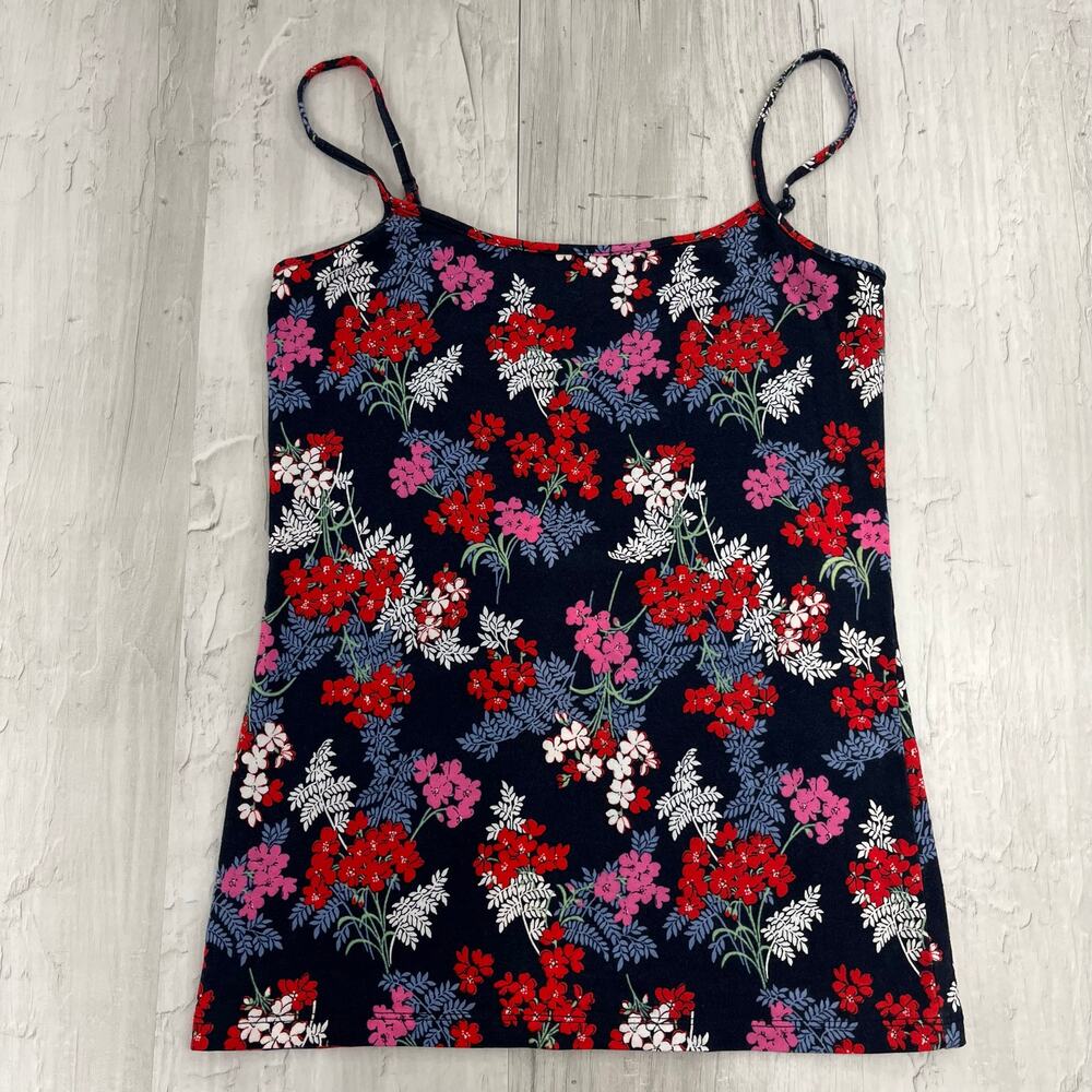 Loft Outlet Floral Tank Top Small Pink Red Blue Flowers Cotton Stretch Camisole